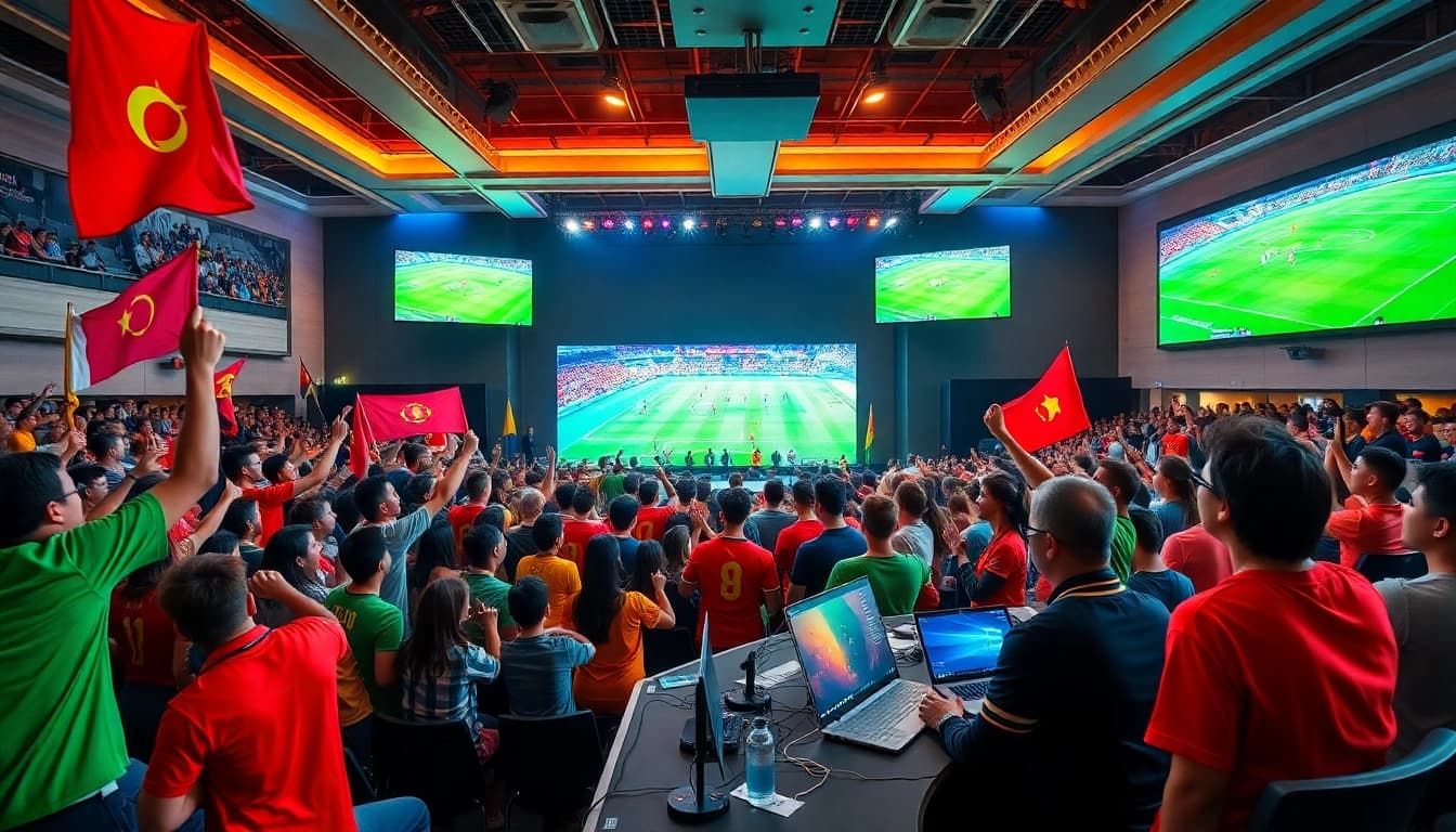 Lương Sơn TV sports fans engaged in live soccer streaming excitement.