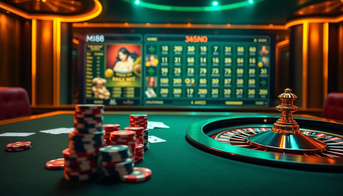 Experience thrilling bets at MI88's online casino platform with vibrant tables and exciting games.
