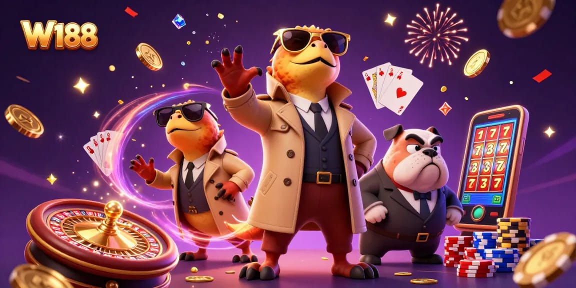 W188 raptors sneaking into a casino lounge full of coins and chips.