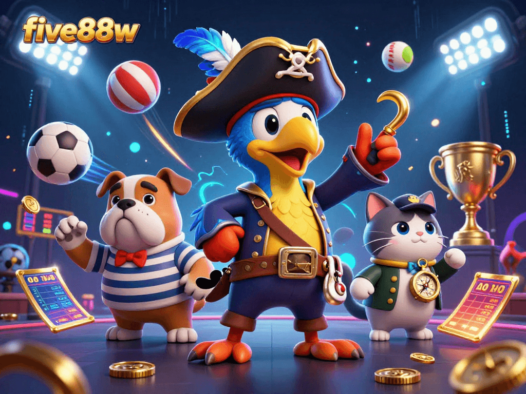 Experience the excitement of five88w with dynamic betting symbols and colorful characters.