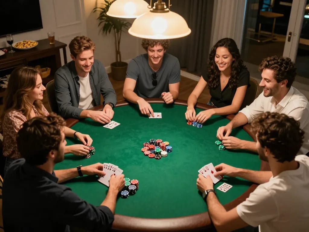 Experience engaging poker gameplay at https://max88sss.com/ with friends during a lively home game night.