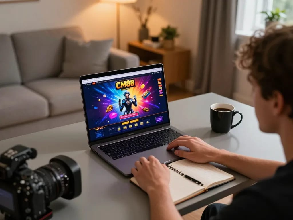 Player engaged in a thrilling online casino game on CM88 with strategic notes visible.