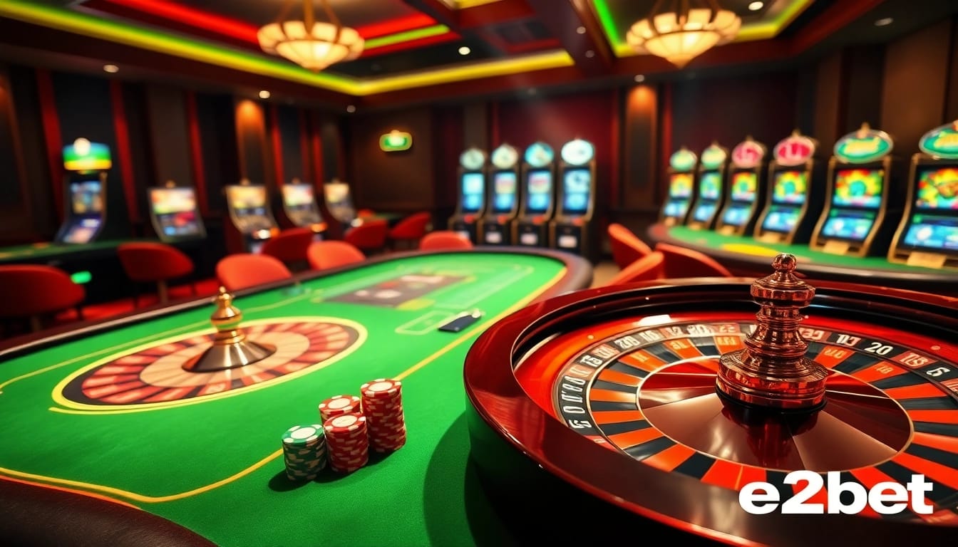 Experience the thrill of winning at e2bet with vibrant casino tables and exciting gaming action.