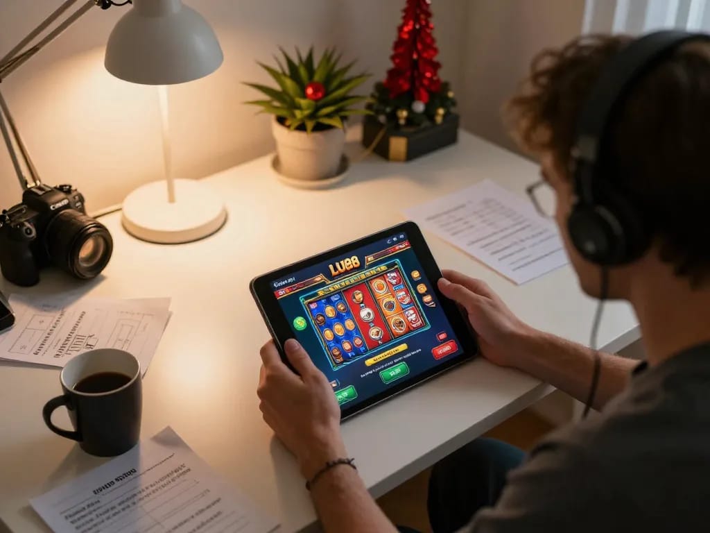 LU88 user engaging in online gaming, showcasing rich interface and responsible gambling strategy at home