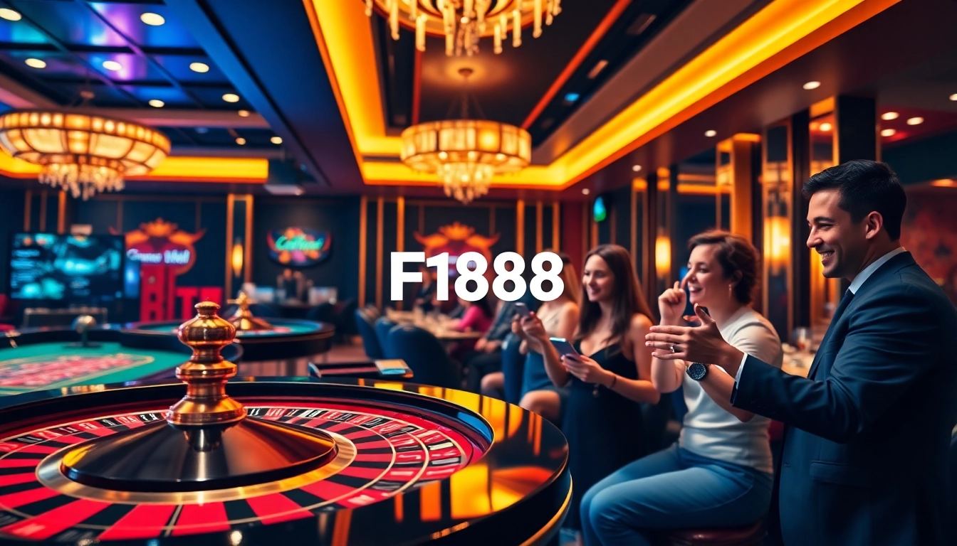 F168 gamblers enjoying online betting at a luxurious casino