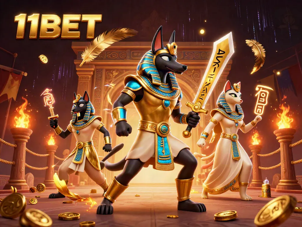 11BET offers an exciting gaming experience with Anubis and Bastet amidst a vibrant casino scene.