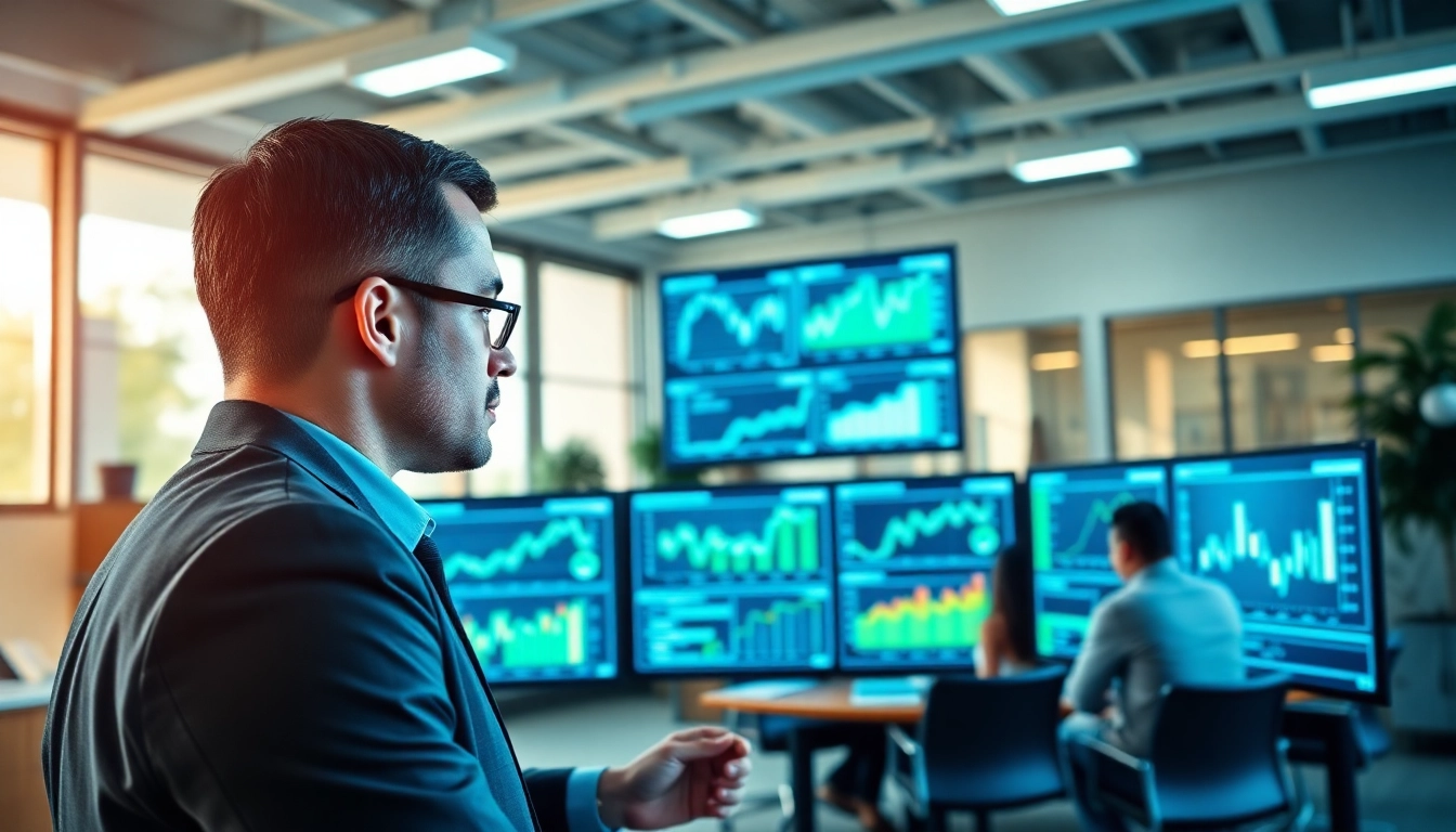 Engaged professional using supply chain planning software in a modern office environment.