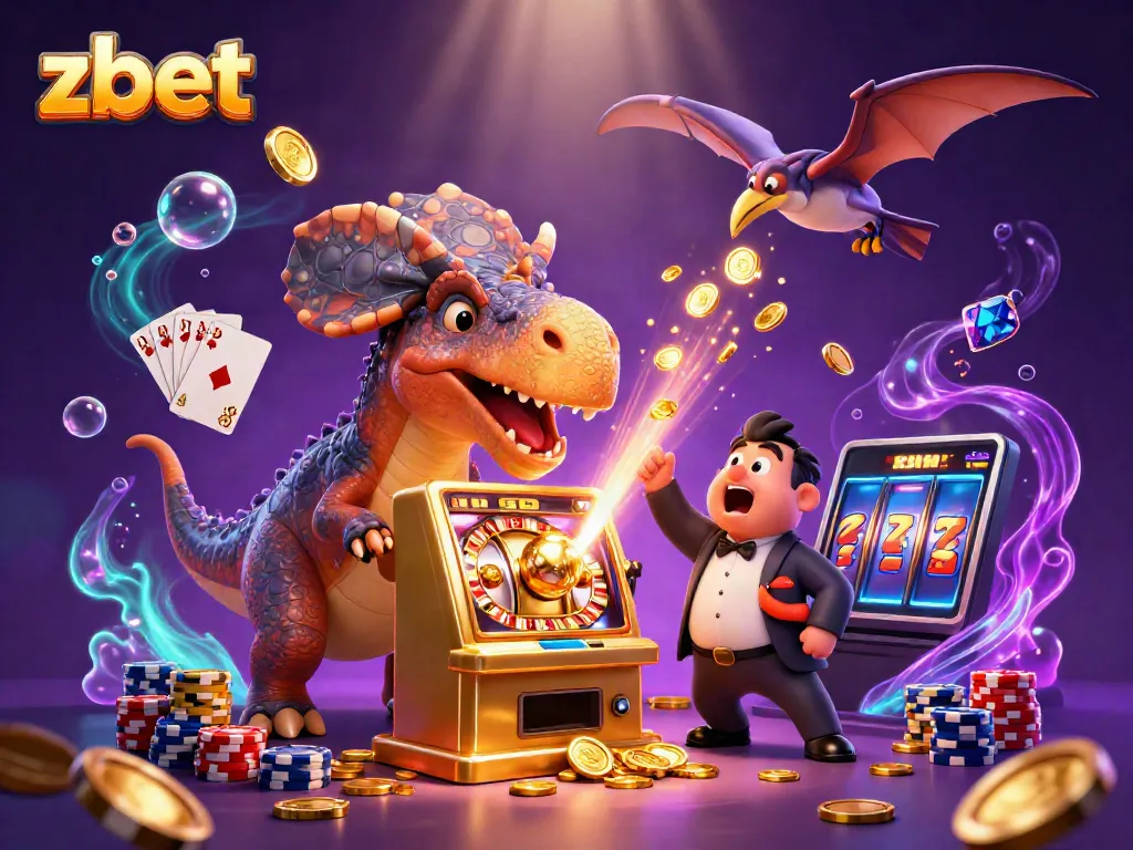 Zbet players enjoying vibrant online slots with exciting jackpot action, vibrant illustrations of slot machines, coins, and casino elements