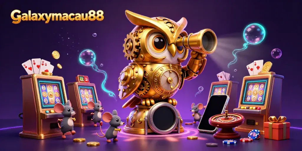 Experience excitement at galaxymacau88 with animated casino characters and vibrant gaming elements.