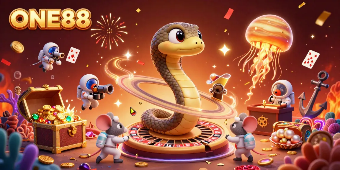 ONE88 players betting on a roulette-inspired Saturn wheel with festive cosmic elements.