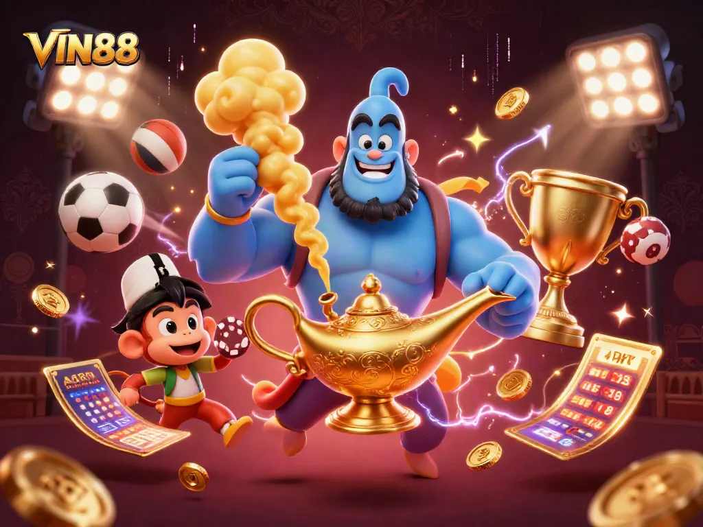 Win big at VIN88 with our exciting 3D illustration featuring casino gaming elements.