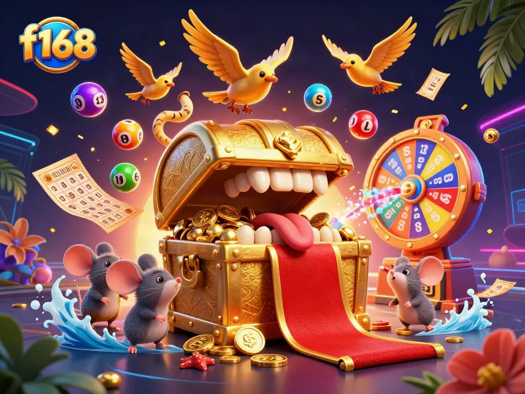 Engage with f168 casino excitement as cartoon mice explore treasure in a vibrant gaming world.