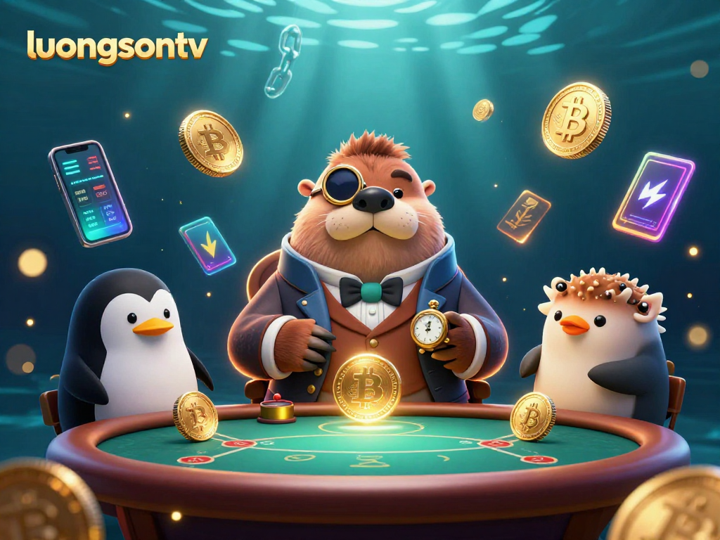 Experience thrilling gambling action on luongsontv with a vibrant underwater poker scene featuring cartoon characters.