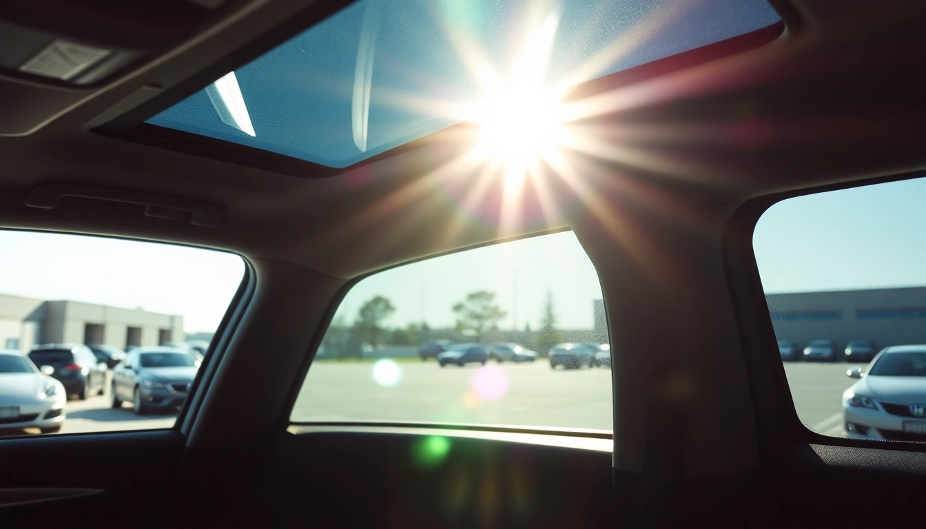 Enhance your comfort with auto window tint near me, showcasing a professionally tinted car window.