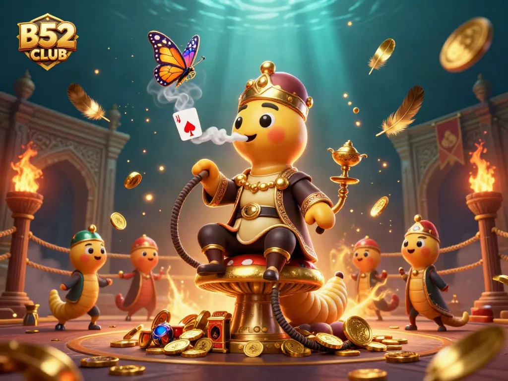 B52CLUB offers thrilling gaming experiences with dynamic illustrations of vibrant casino elements.