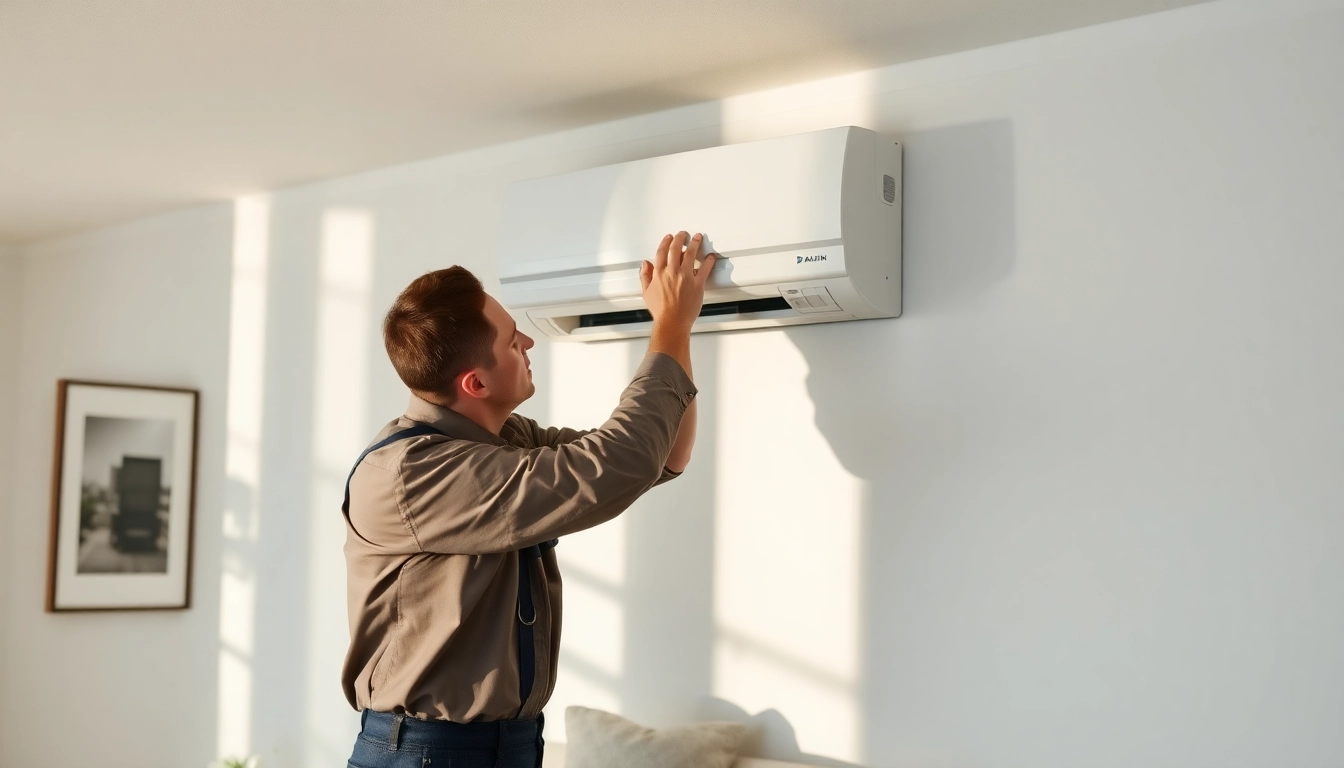 Installing a daikin mini split ac unit in a modern living room setting
