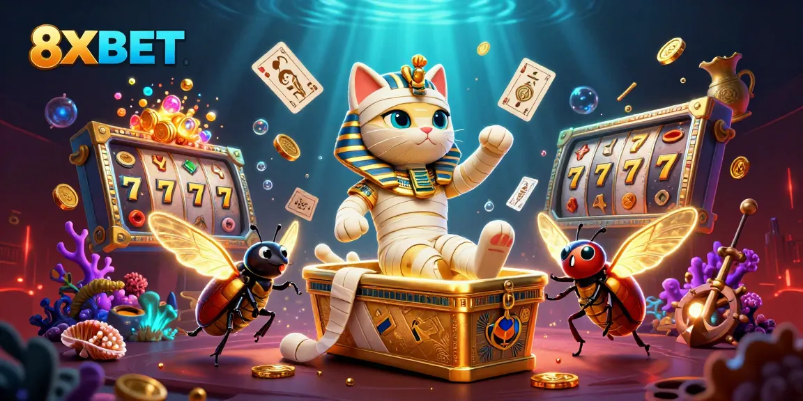 Engage with excitement at 8XBET casino, featuring a grand Egyptian theme with vibrant visuals.