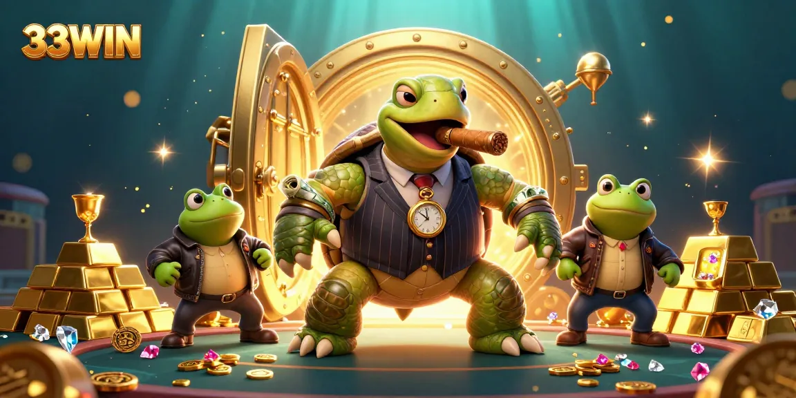 Play exciting games at 33WIN casino while the snapping turtle and bullfrog characters enhance the fun.