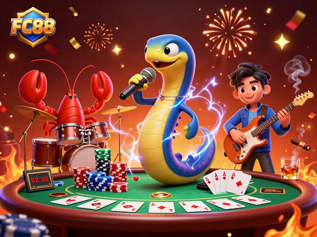 Experience thrilling casino action at FC88, featuring dynamic 3D characters in an underwater stage.