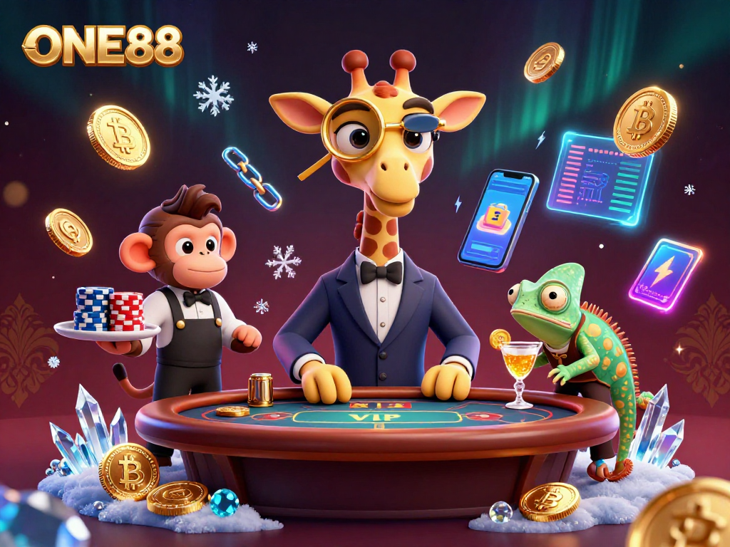 Engage with the thrilling offerings of ONE88 in this immersive 3D casino scene.