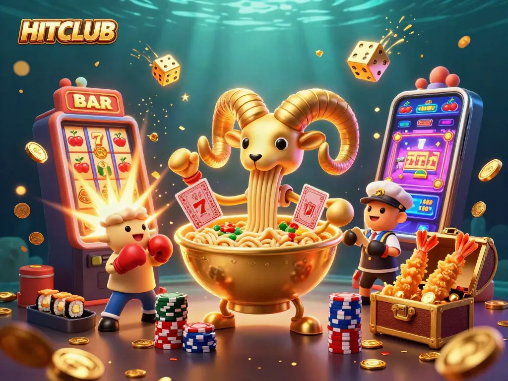 Engage in thrilling gameplay at HITCLUB with exciting characters and casino elements buzzing around.
