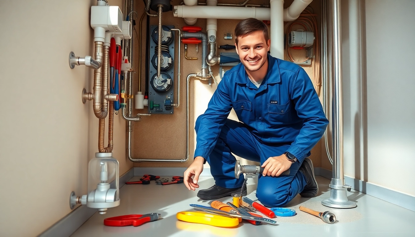 Plumber north shore inspecting pipes with expert focus in a bright setting.