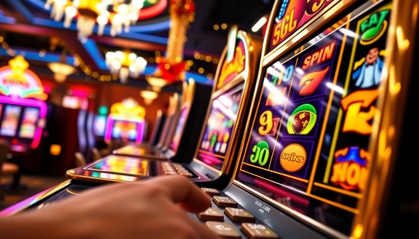 Slot gacor menarik dengan pemain bersemangat di kasino yang glamor.