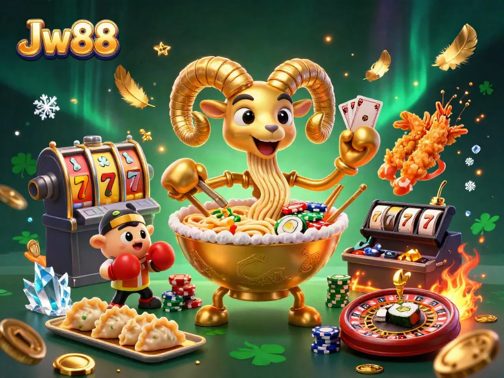 Jw88 showcases a vibrant 3D casino scene with characters engaged in thrilling gameplay.