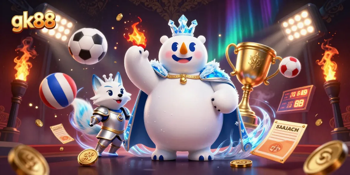 Engage with gk88 in a vibrant casino scene fueled by action, showcasing 3D characters and dynamic betting elements.