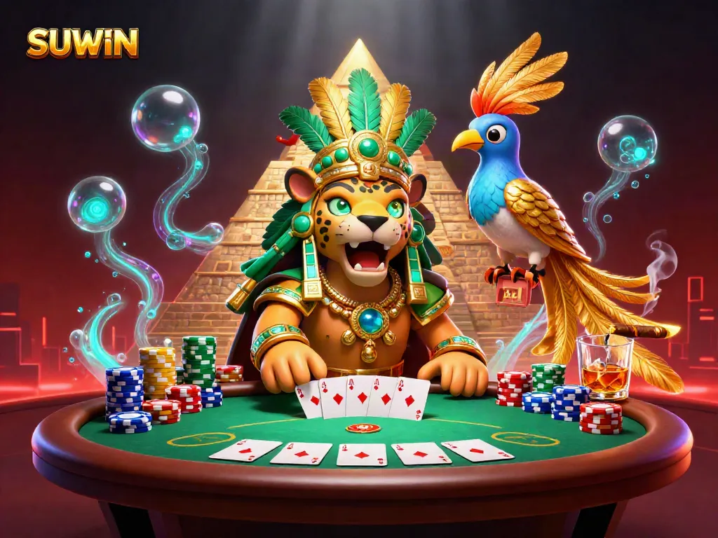 Suwin offers engaging poker gameplay with a Mayan twist, featuring vibrant casino elements.