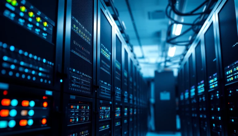 Highlighting advanced technology in adult website hosting environments, showcasing server hardware.