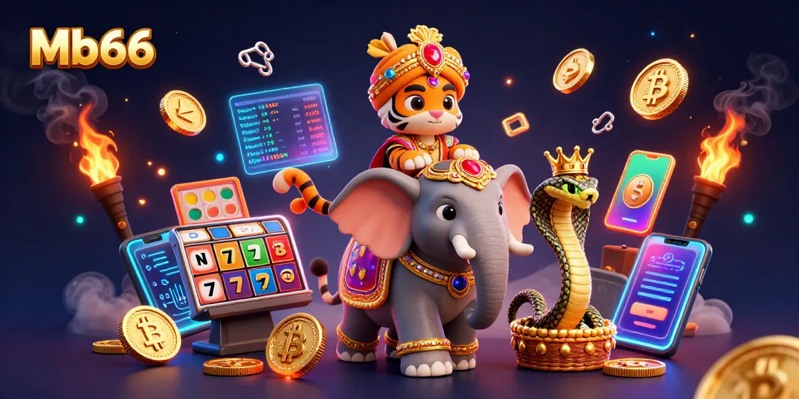 Engage in thrilling gameplay with Mb66 at this vibrant online casino scene featuring a colorful 3D illustration.
