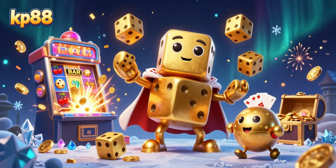 Play and win at kp88, an exciting casino with vibrant gaming elements in a dynamic 3D scene.