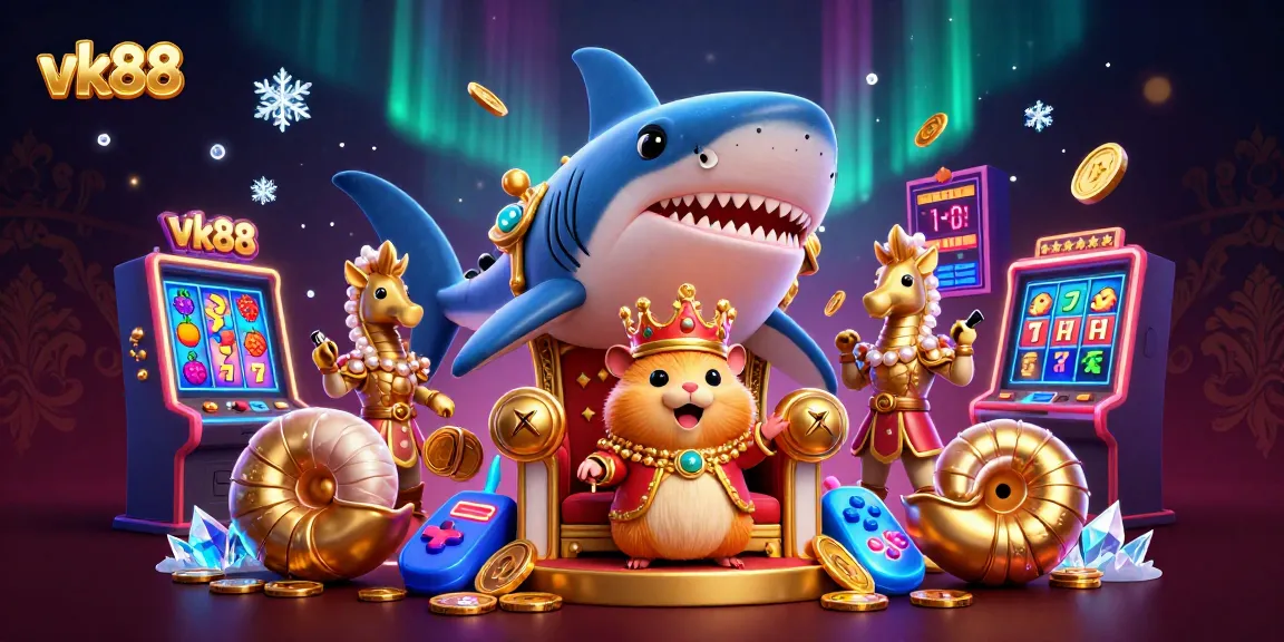 Experience the excitement of vk88 with vibrant casino elements and dynamic characters in this thrilling illustration.