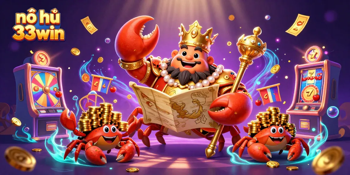 Spin and win with nổ hũ 33win, featuring a luxurious crab emperor and exciting slot elements!